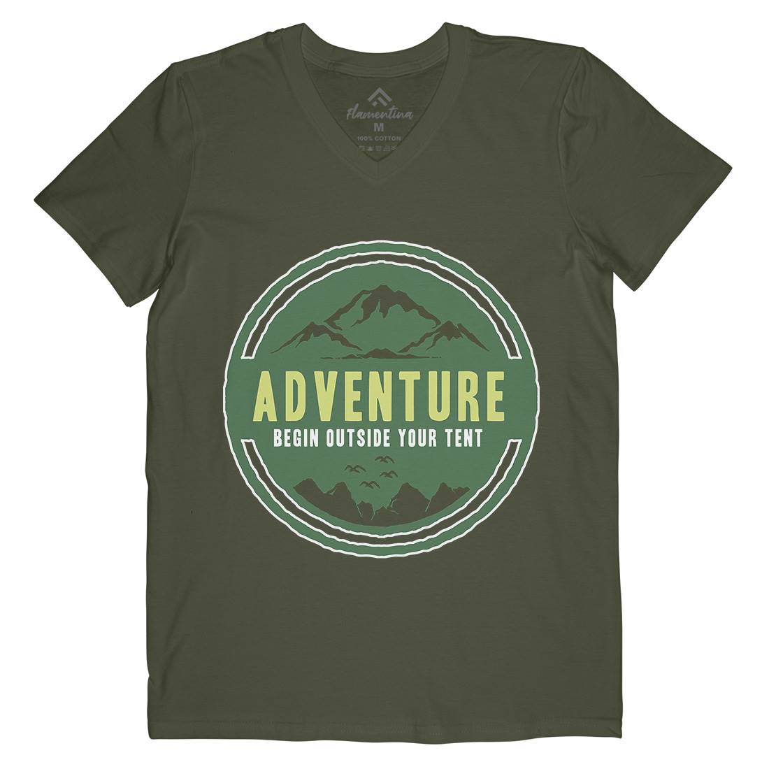 Adventure Begin Mens Organic V-Neck T-Shirt Nature A375