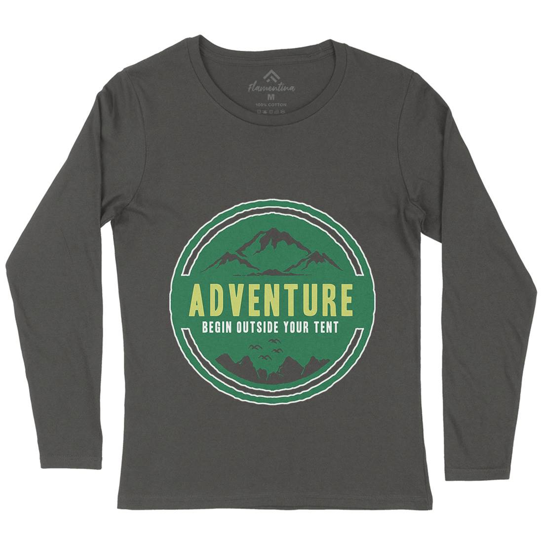 Adventure Begin Womens Long Sleeve T-Shirt Nature A375