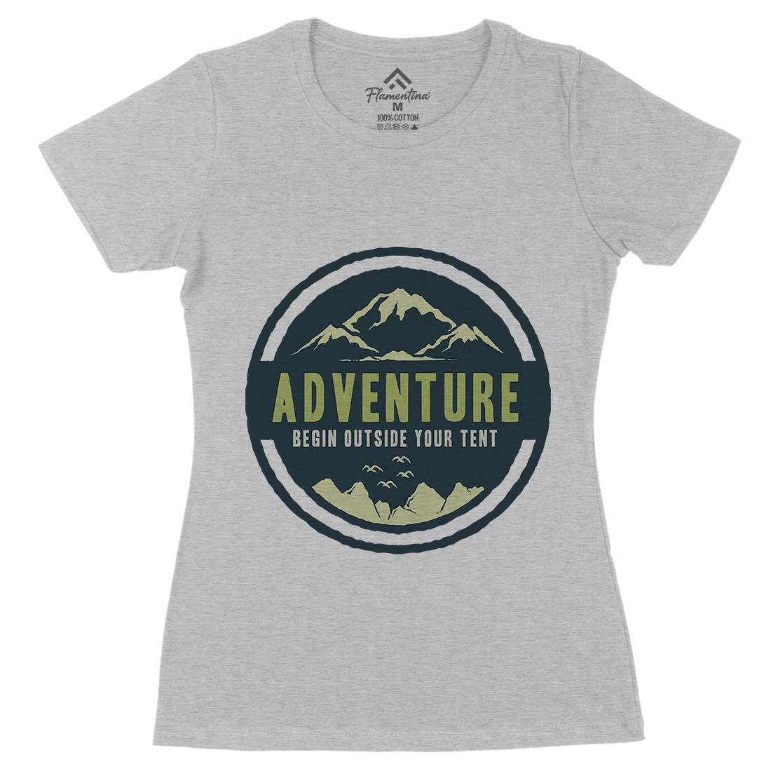 Adventure Begin Womens Organic Crew Neck T-Shirt Nature A375