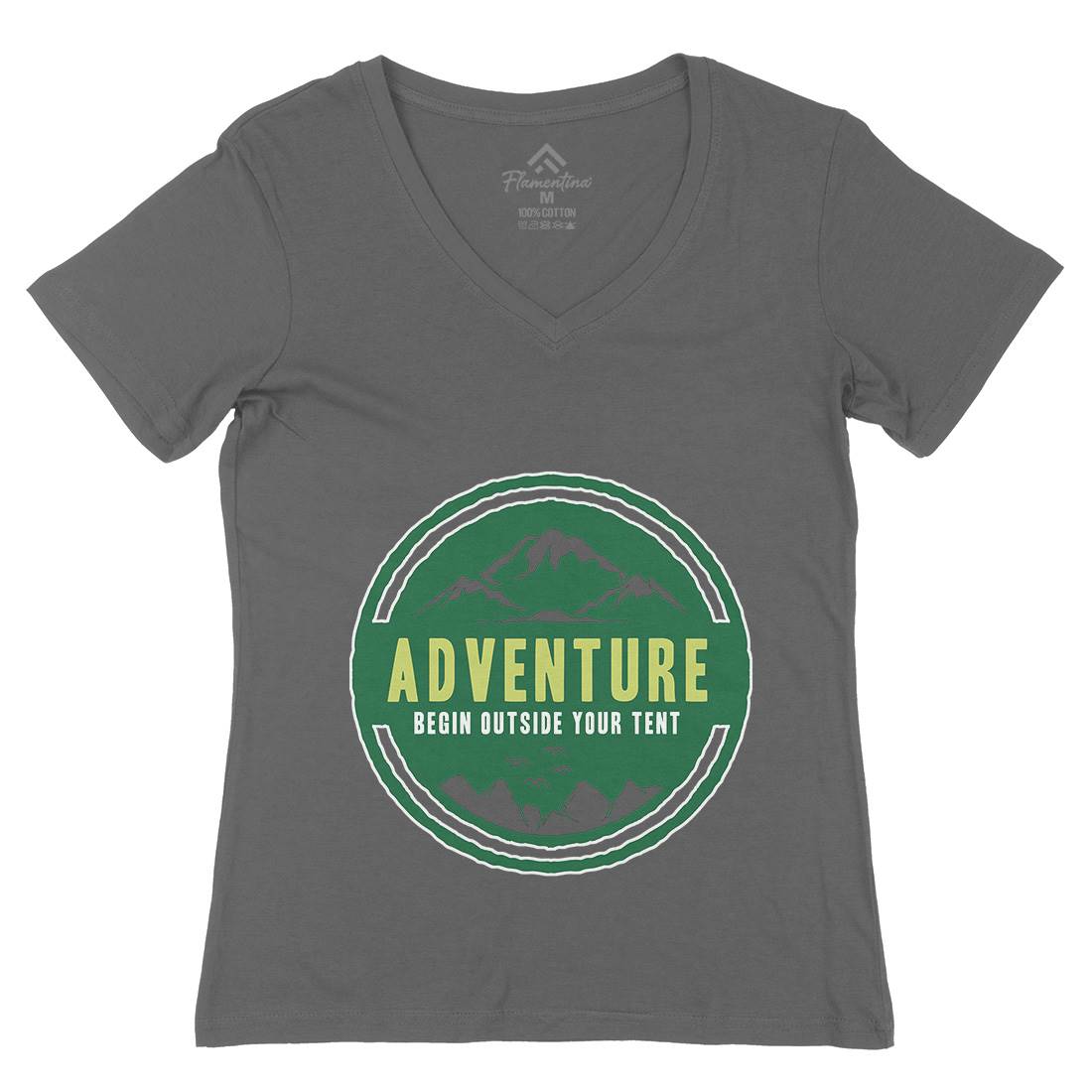 Adventure Begin Womens Organic V-Neck T-Shirt Nature A375