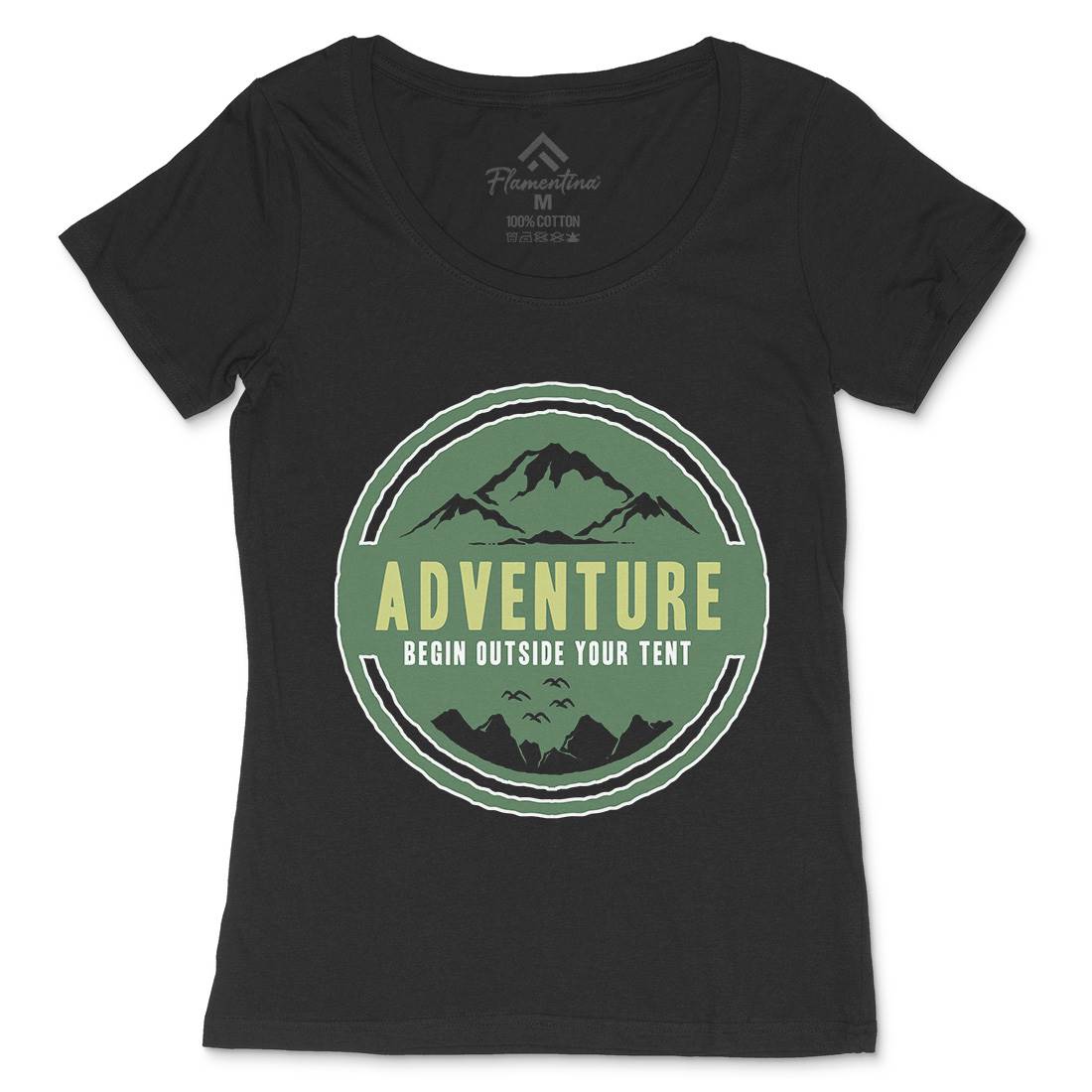 Adventure Begin Womens Scoop Neck T-Shirt Nature A375