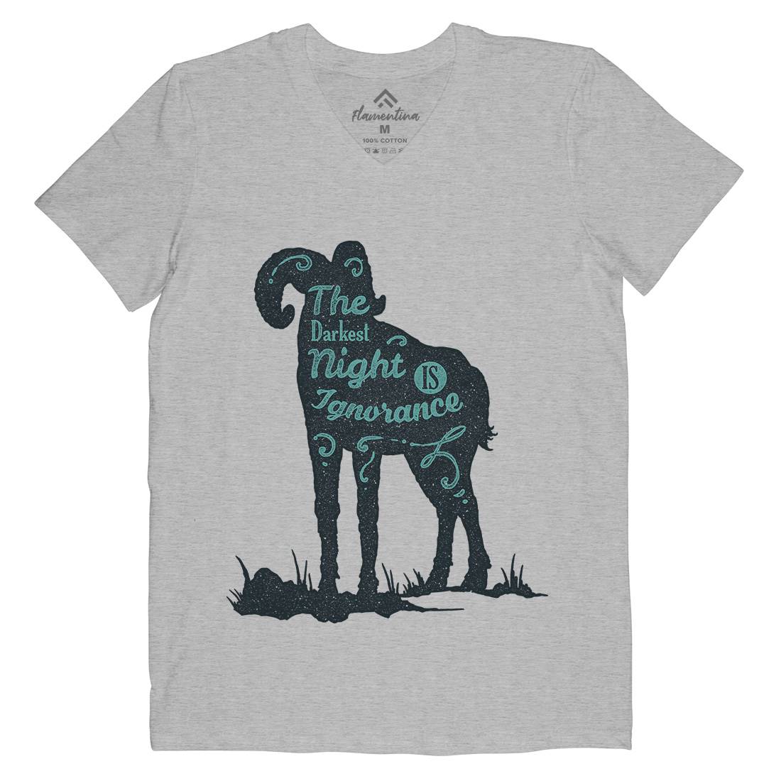 Darkest Night Mens Organic V-Neck T-Shirt Quotes A377