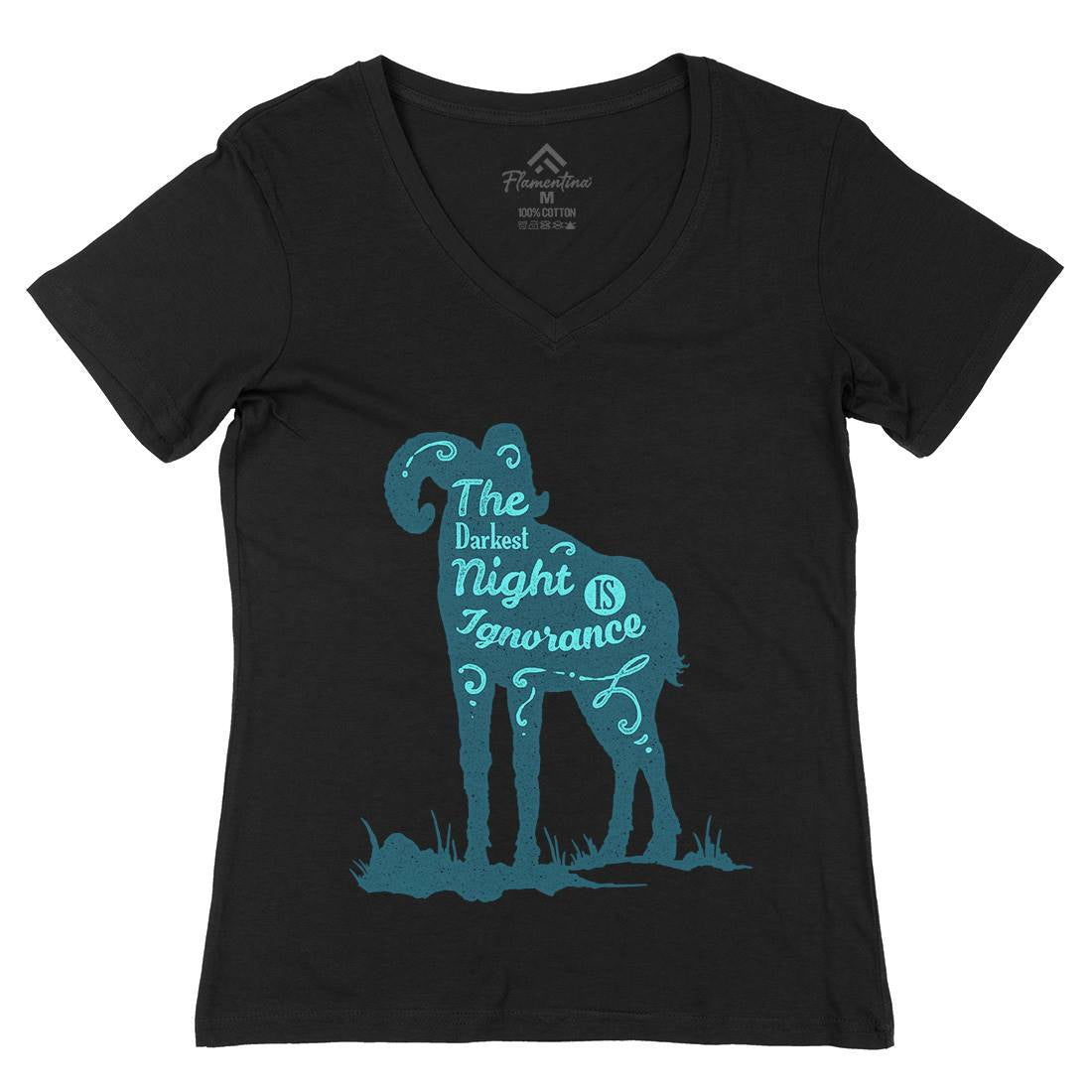 Darkest Night Womens Organic V-Neck T-Shirt Quotes A377