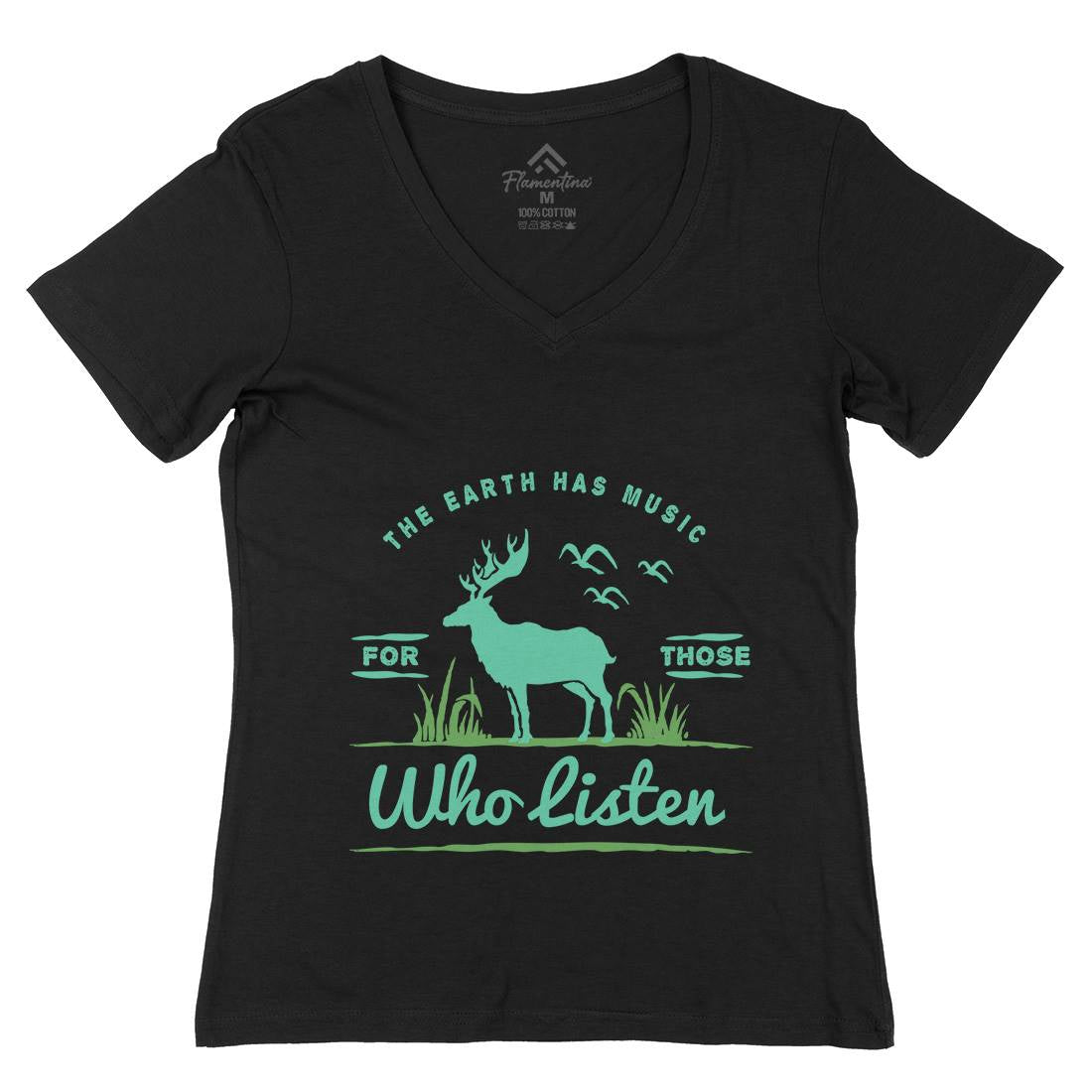 Earth Has Music Womens Organic V-Neck T-Shirt Nature A379