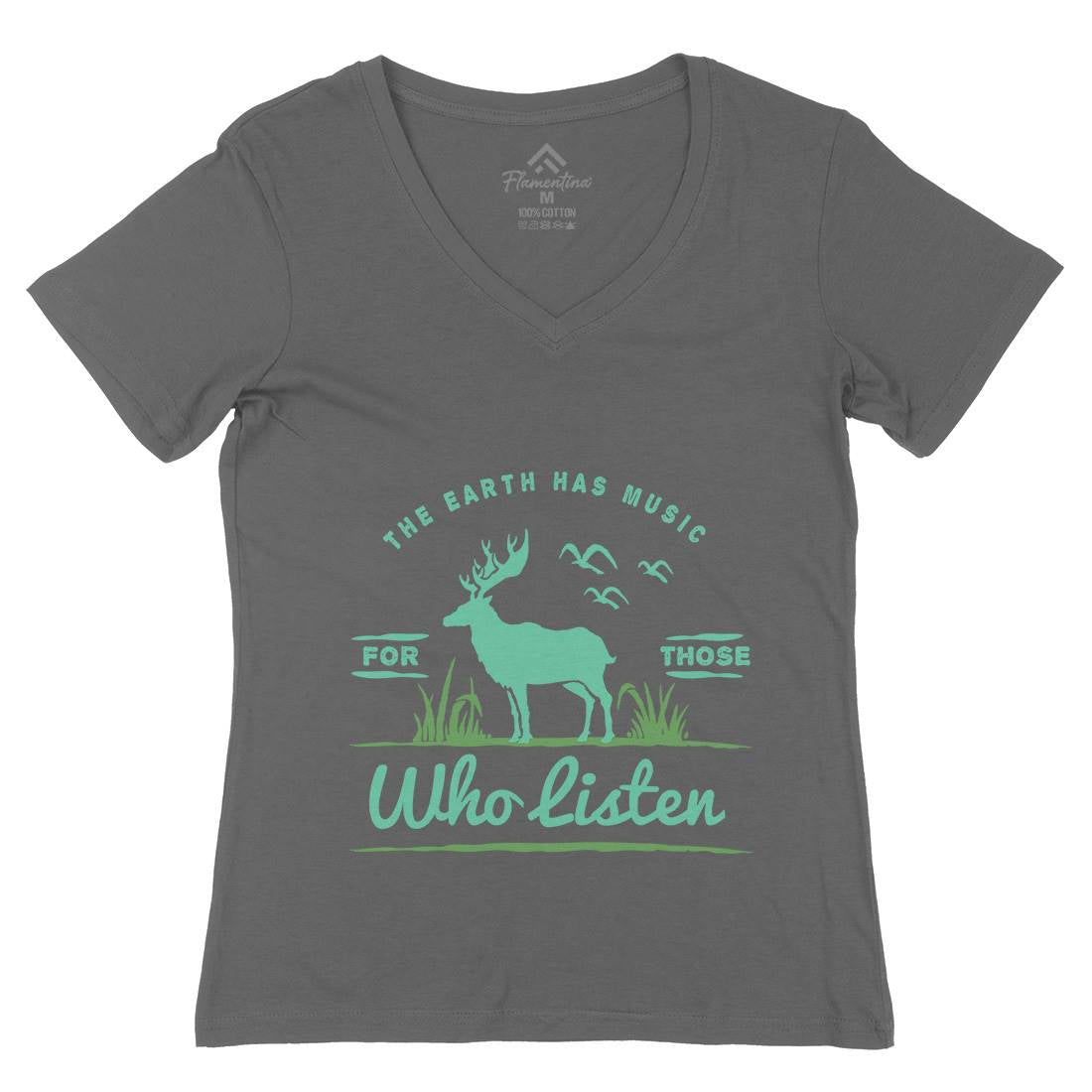 Earth Has Music Womens Organic V-Neck T-Shirt Nature A379