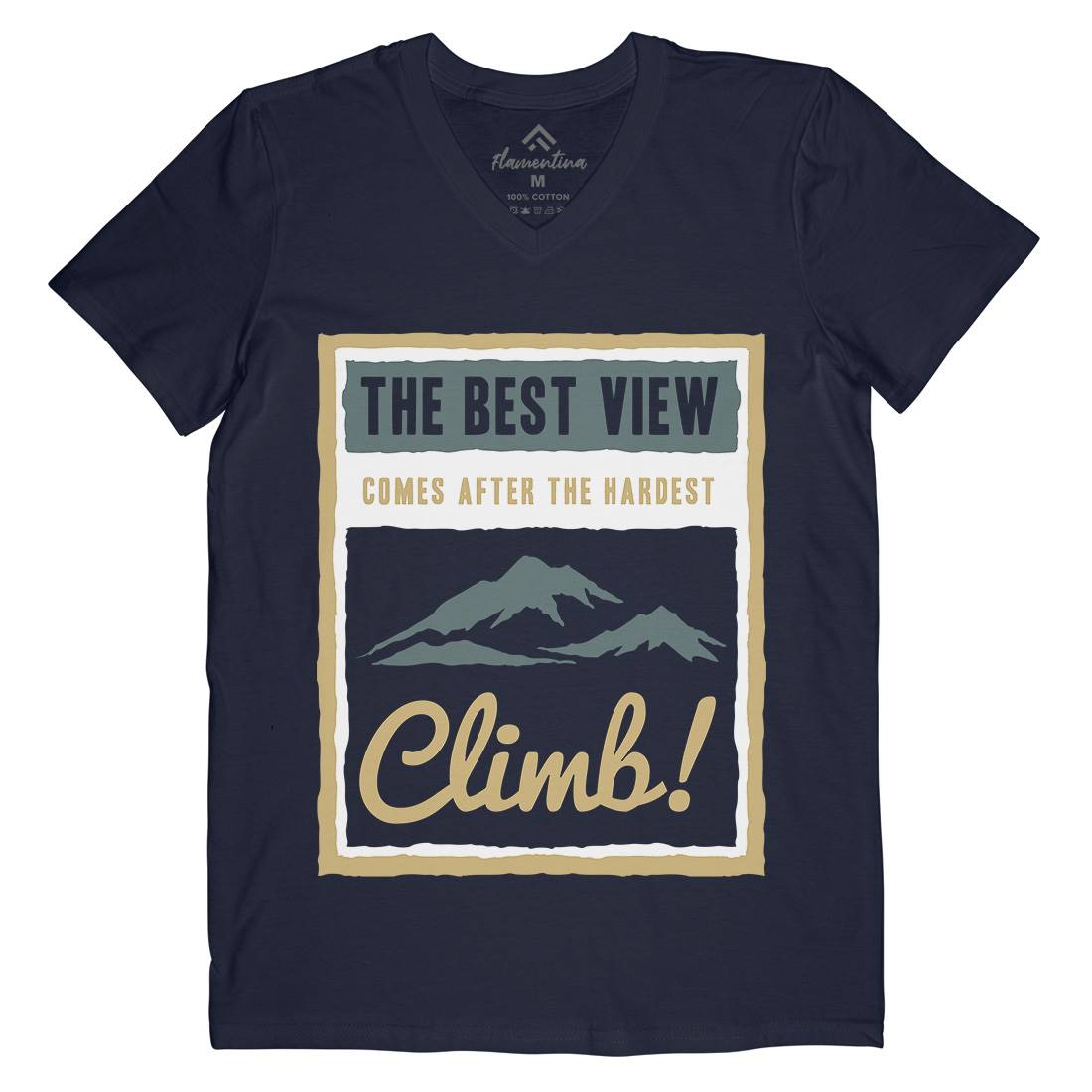 Hardest Climb Mens Organic V-Neck T-Shirt Nature A381