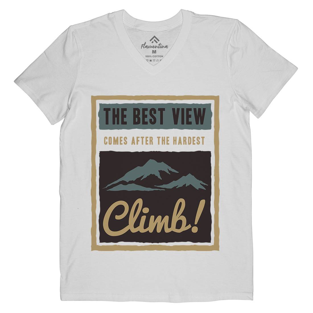 Hardest Climb Mens Organic V-Neck T-Shirt Nature A381