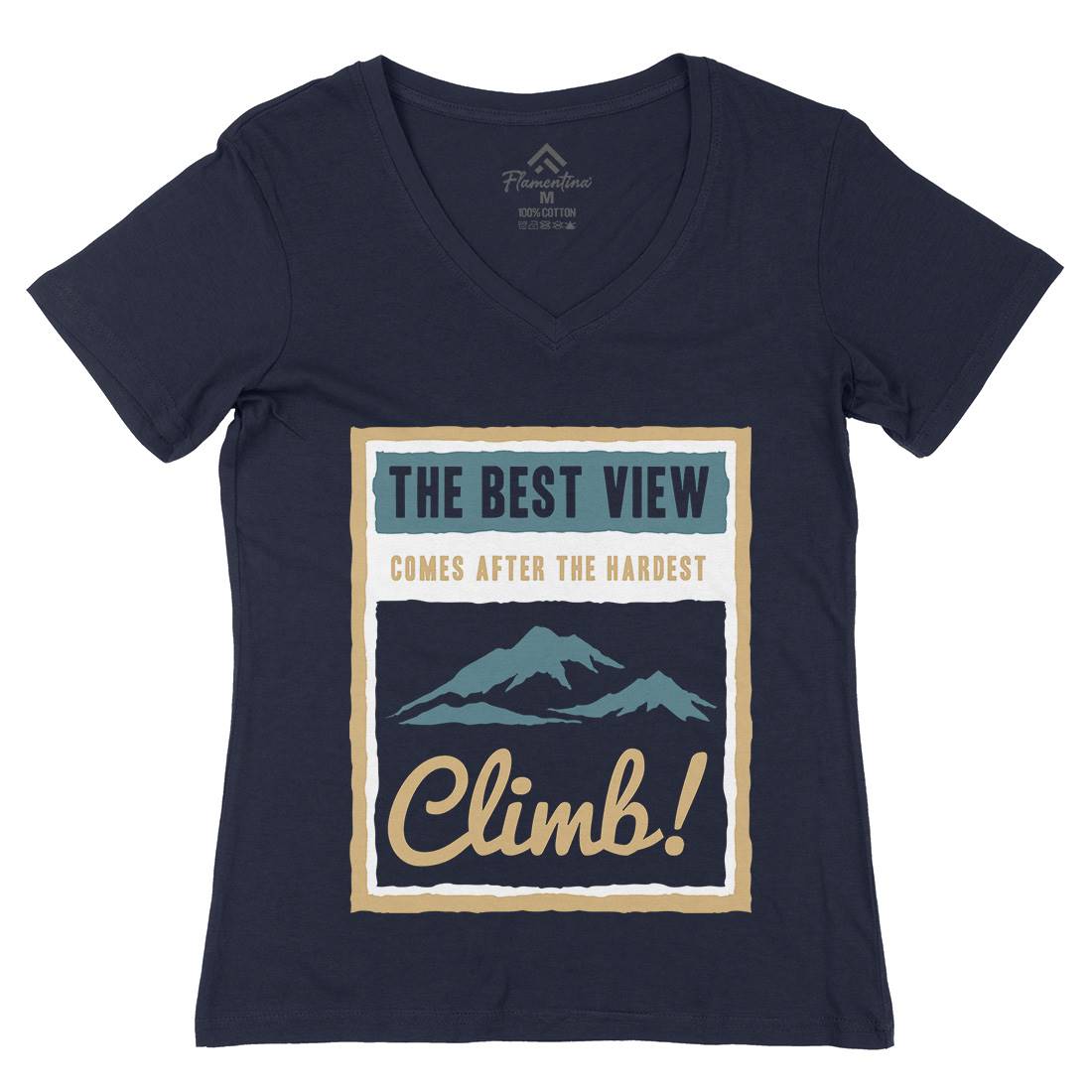 Hardest Climb Womens Organic V-Neck T-Shirt Nature A381