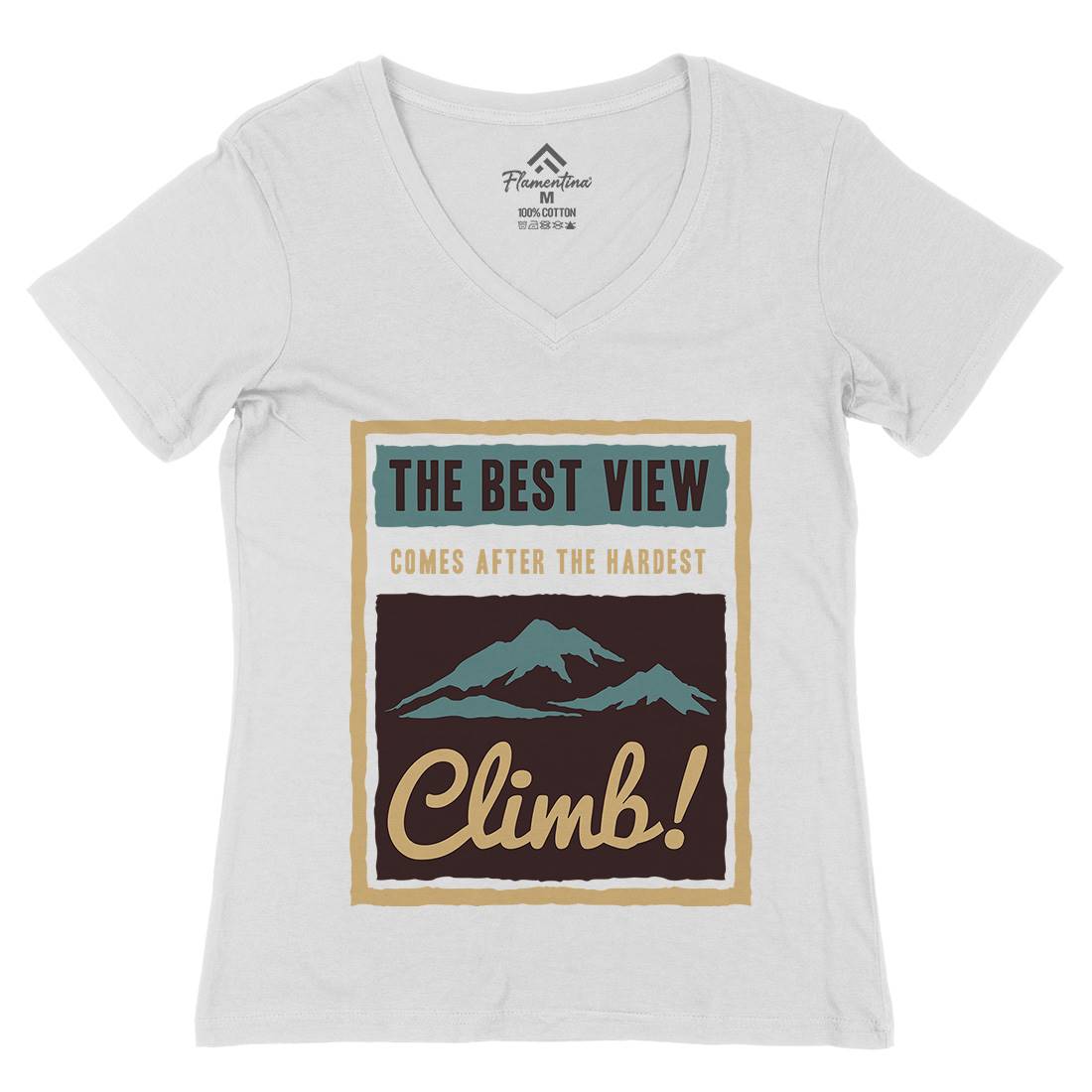 Hardest Climb Womens Organic V-Neck T-Shirt Nature A381