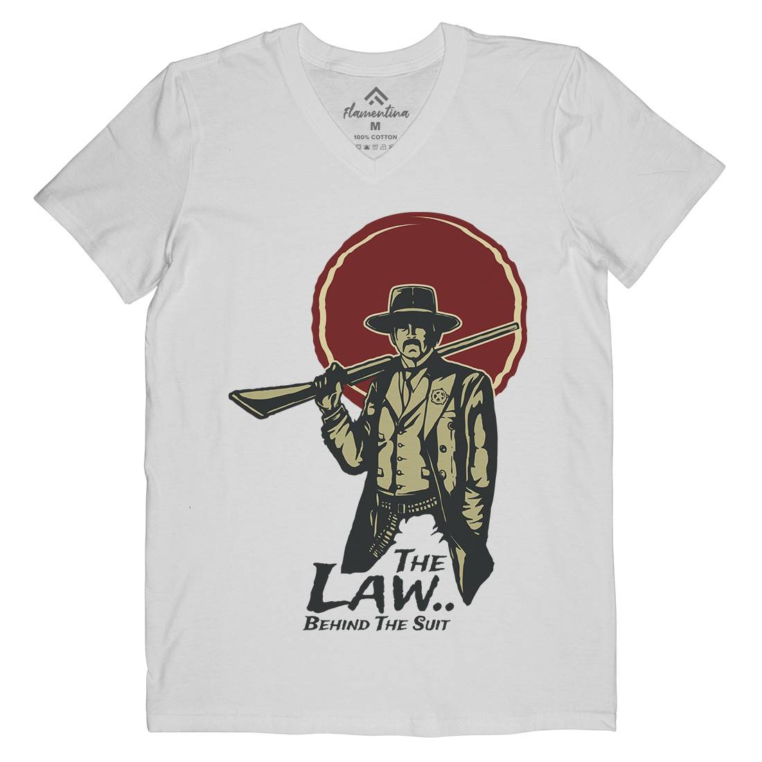 Law Behind Mens Organic V-Neck T-Shirt American A382