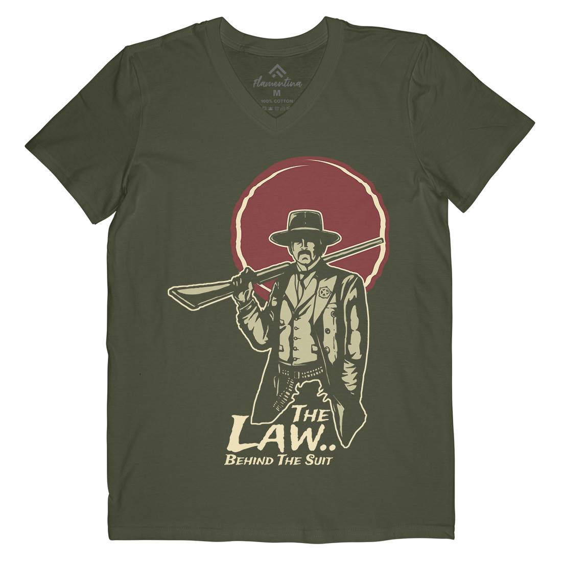 Law Behind Mens Organic V-Neck T-Shirt American A382