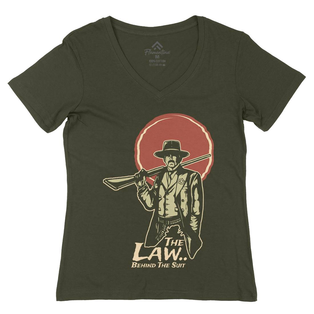 Law Behind Womens Organic V-Neck T-Shirt American A382