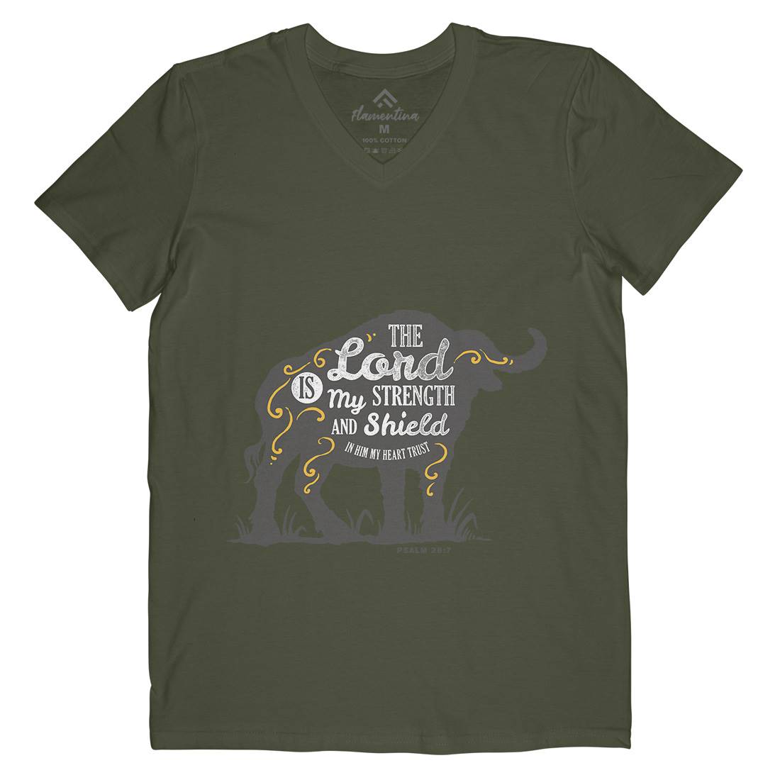 Lord Is My Strength Mens Organic V-Neck T-Shirt Religion A383