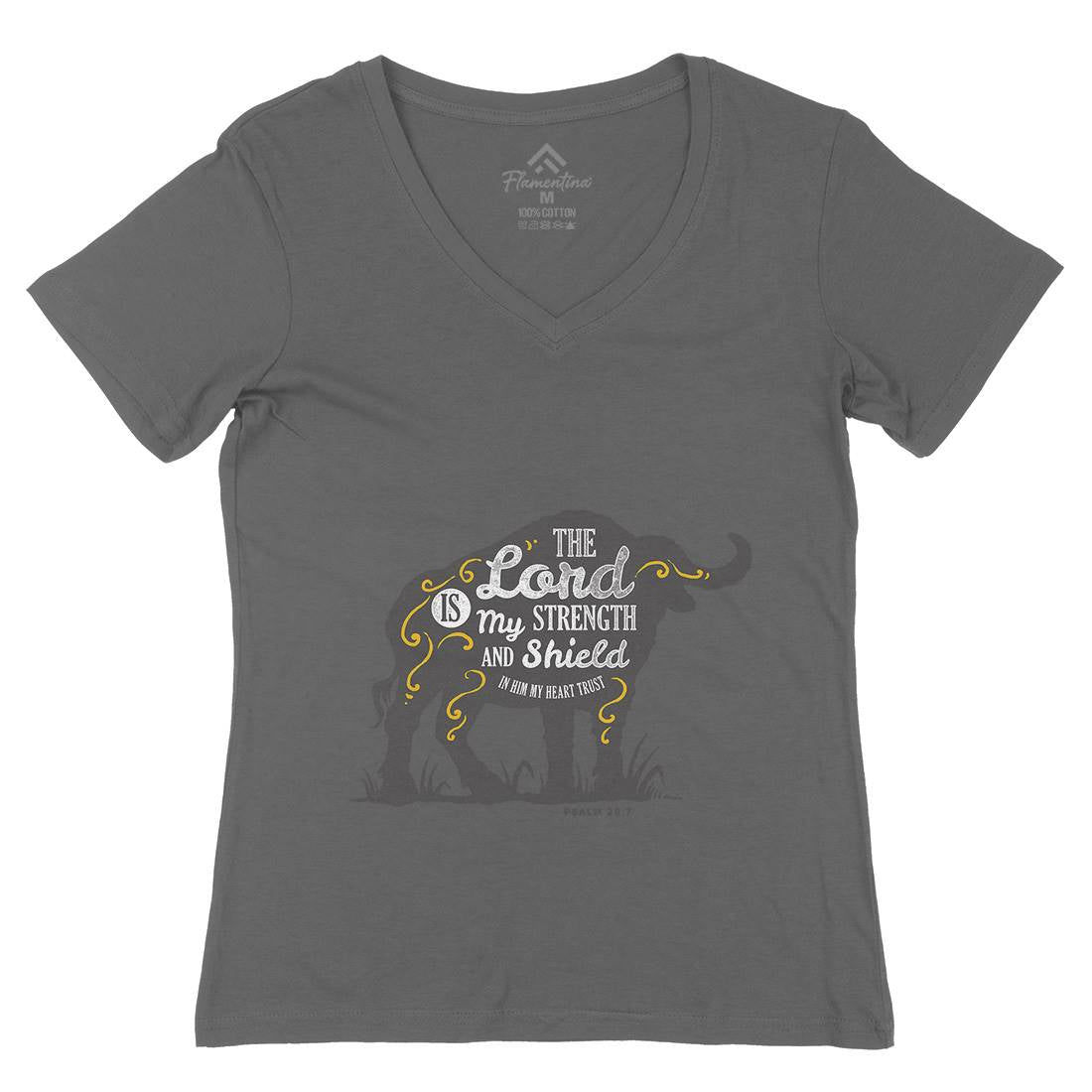 Lord Is My Strength Womens Organic V-Neck T-Shirt Religion A383