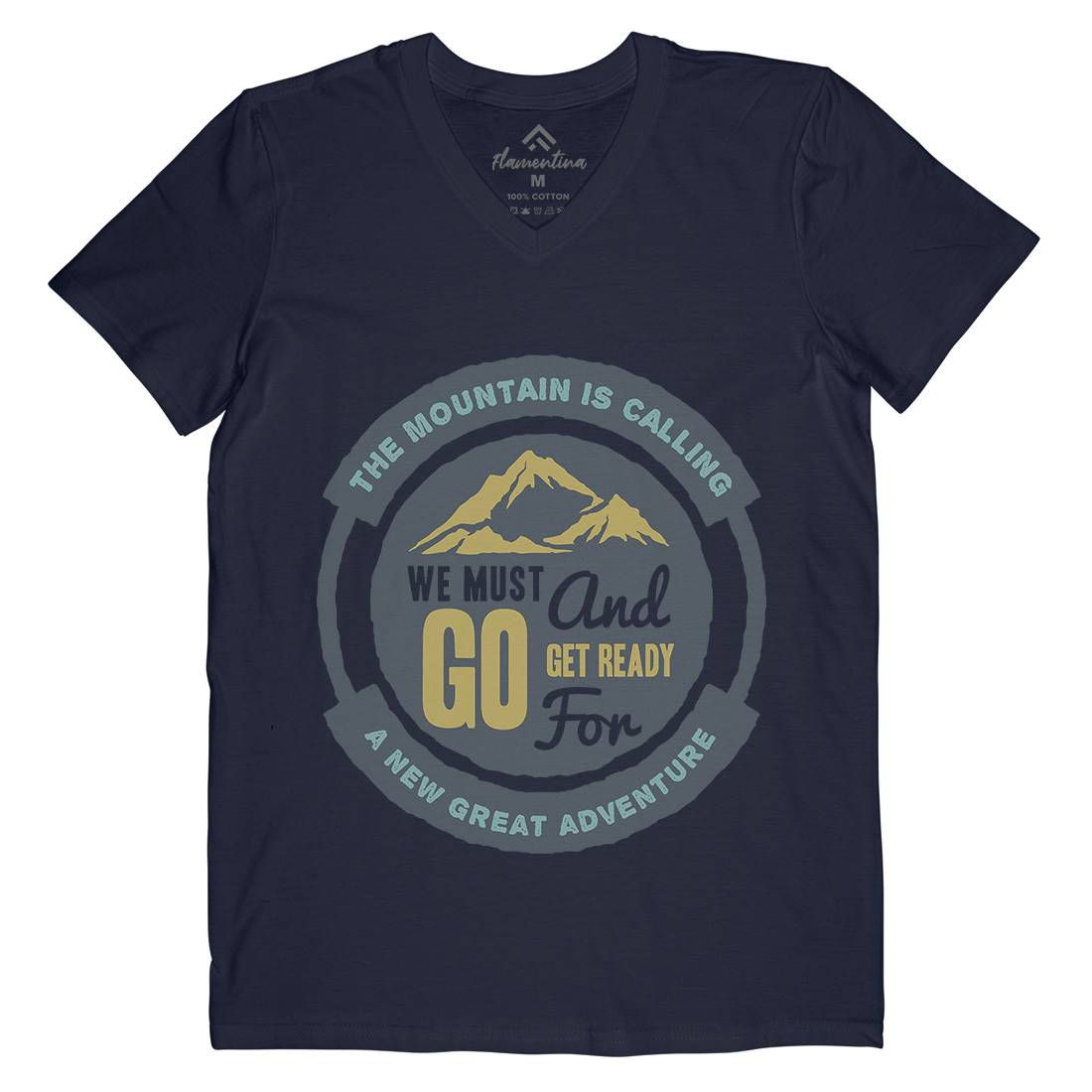 Mountain Mens Organic V-Neck T-Shirt Nature A384