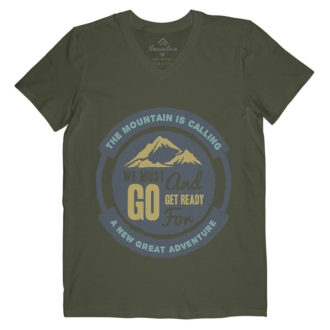 Mountain Mens Organic V-Neck T-Shirt Nature A384