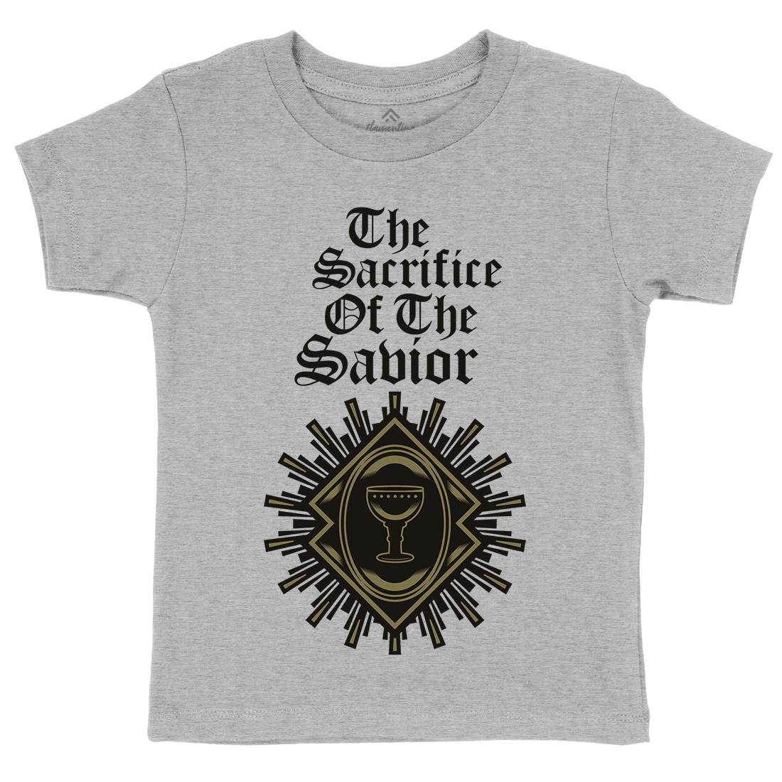 Sacrifice Of The Saviour Kids Organic Crew Neck T-Shirt Religion A385