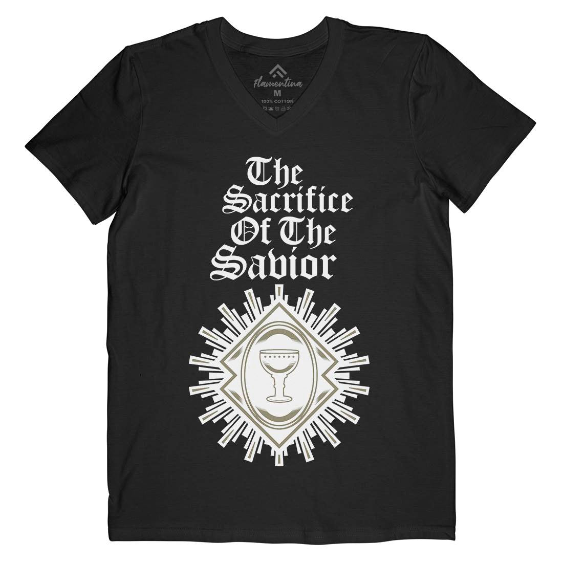 Sacrifice Of The Saviour Mens Organic V-Neck T-Shirt Religion A385