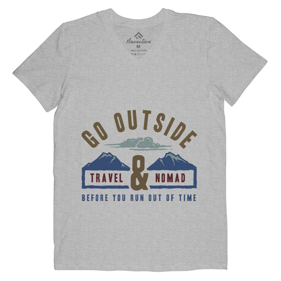 Travel And Nomad Mens Organic V-Neck T-Shirt Nature A388