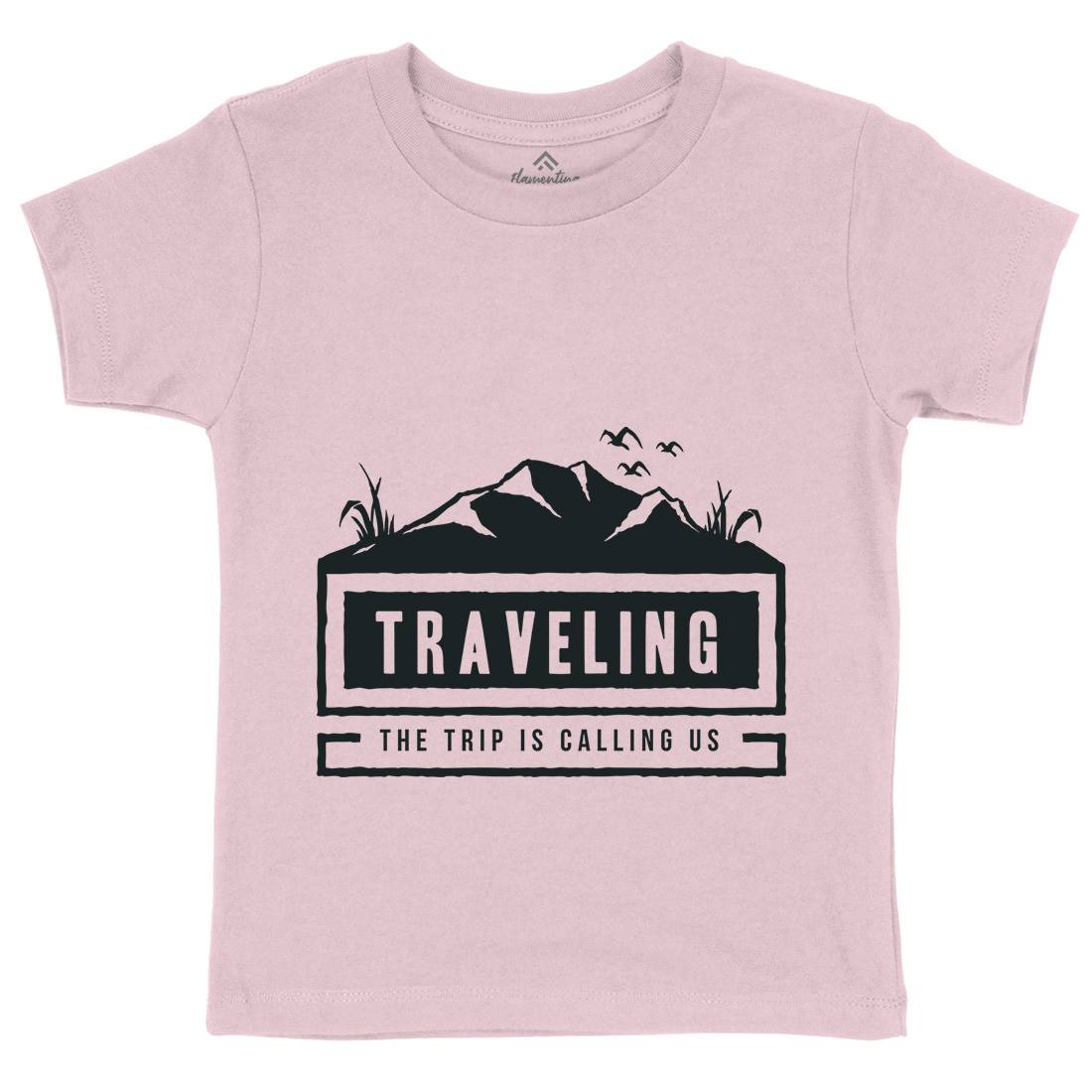 Traveling Outdoor Kids Crew Neck T-Shirt Nature A389