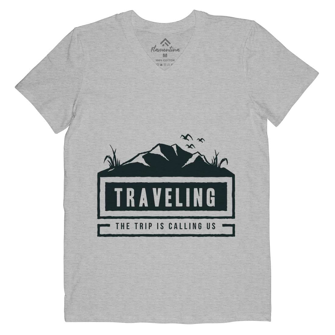 Traveling Outdoor Mens V-Neck T-Shirt Nature A389