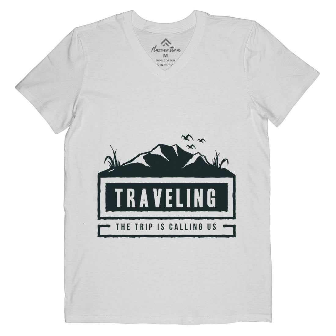 Traveling Outdoor Mens Organic V-Neck T-Shirt Nature A389