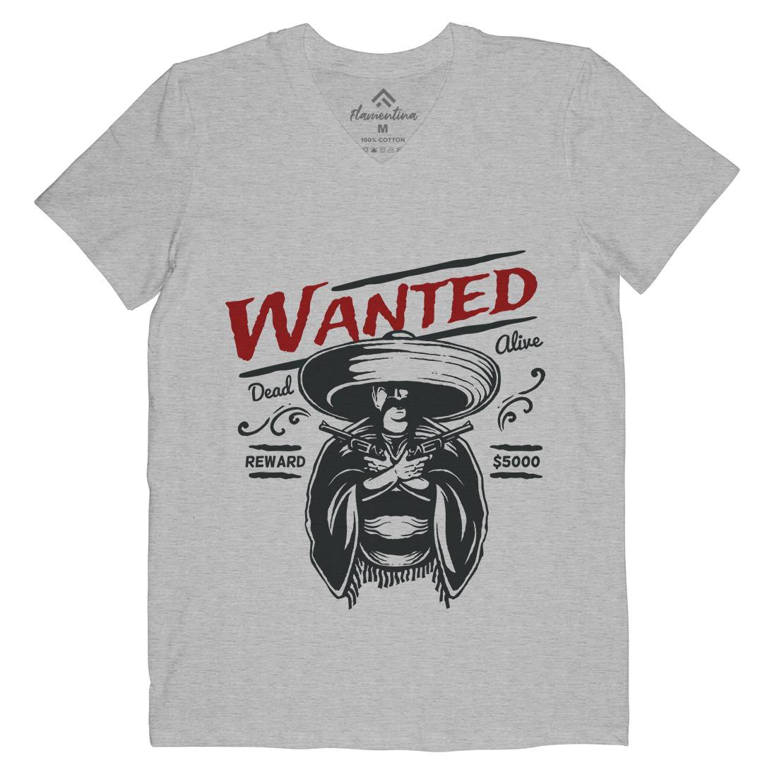 Wanted Mens V-Neck T-Shirt American A391