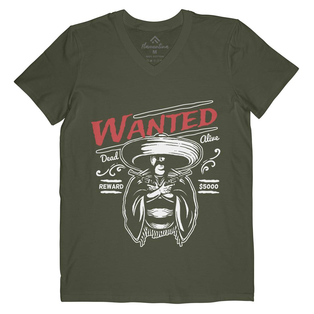 Wanted Mens Organic V-Neck T-Shirt American A391