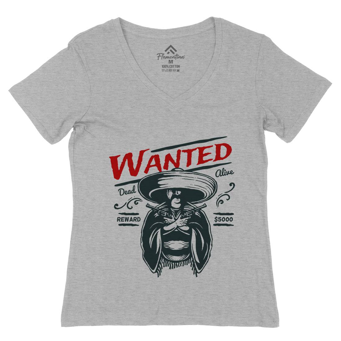 Wanted Womens Organic V-Neck T-Shirt American A391
