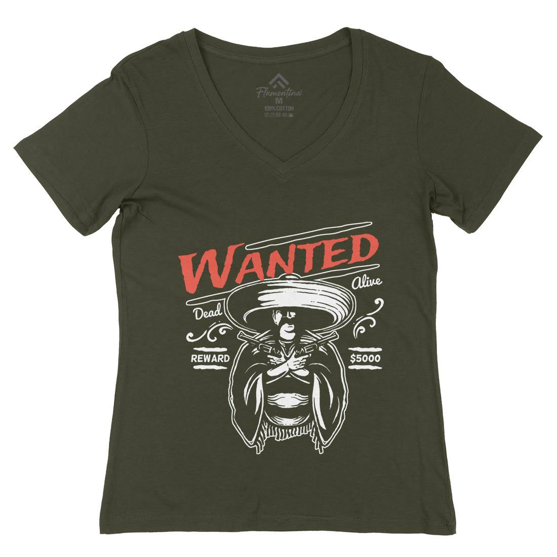 Wanted Womens Organic V-Neck T-Shirt American A391