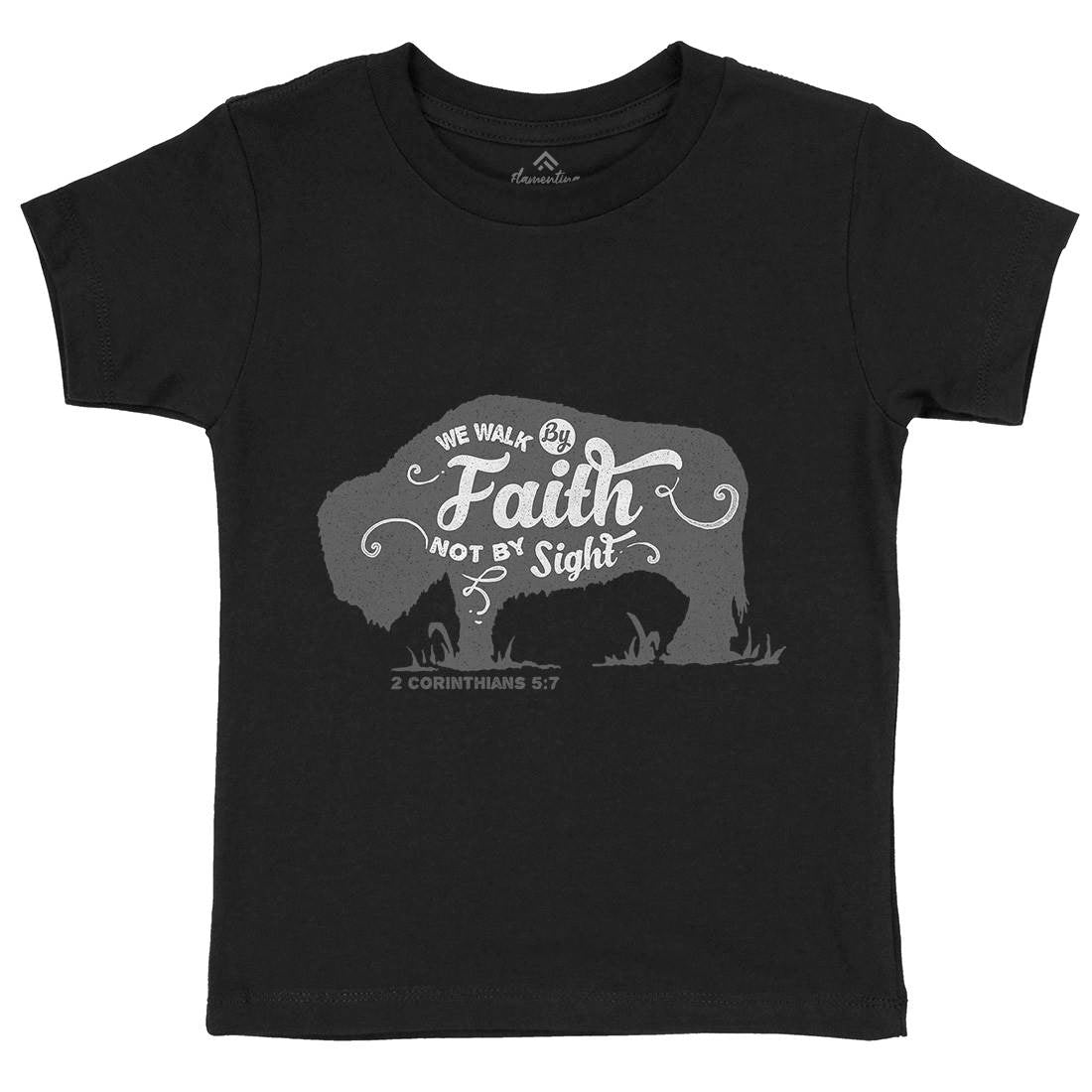 We Walk By Faith Kids Organic Crew Neck T-Shirt Religion A392