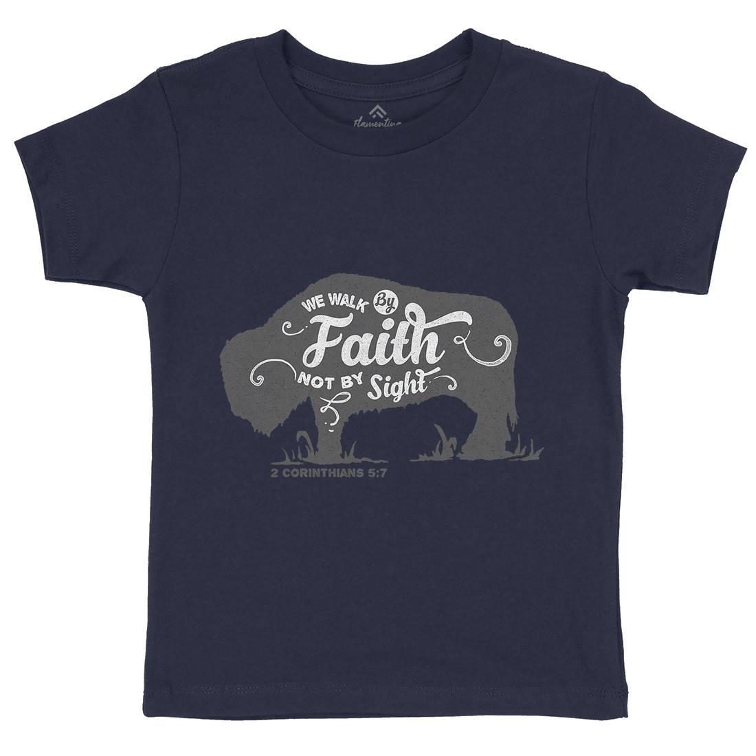 We Walk By Faith Kids Crew Neck T-Shirt Religion A392