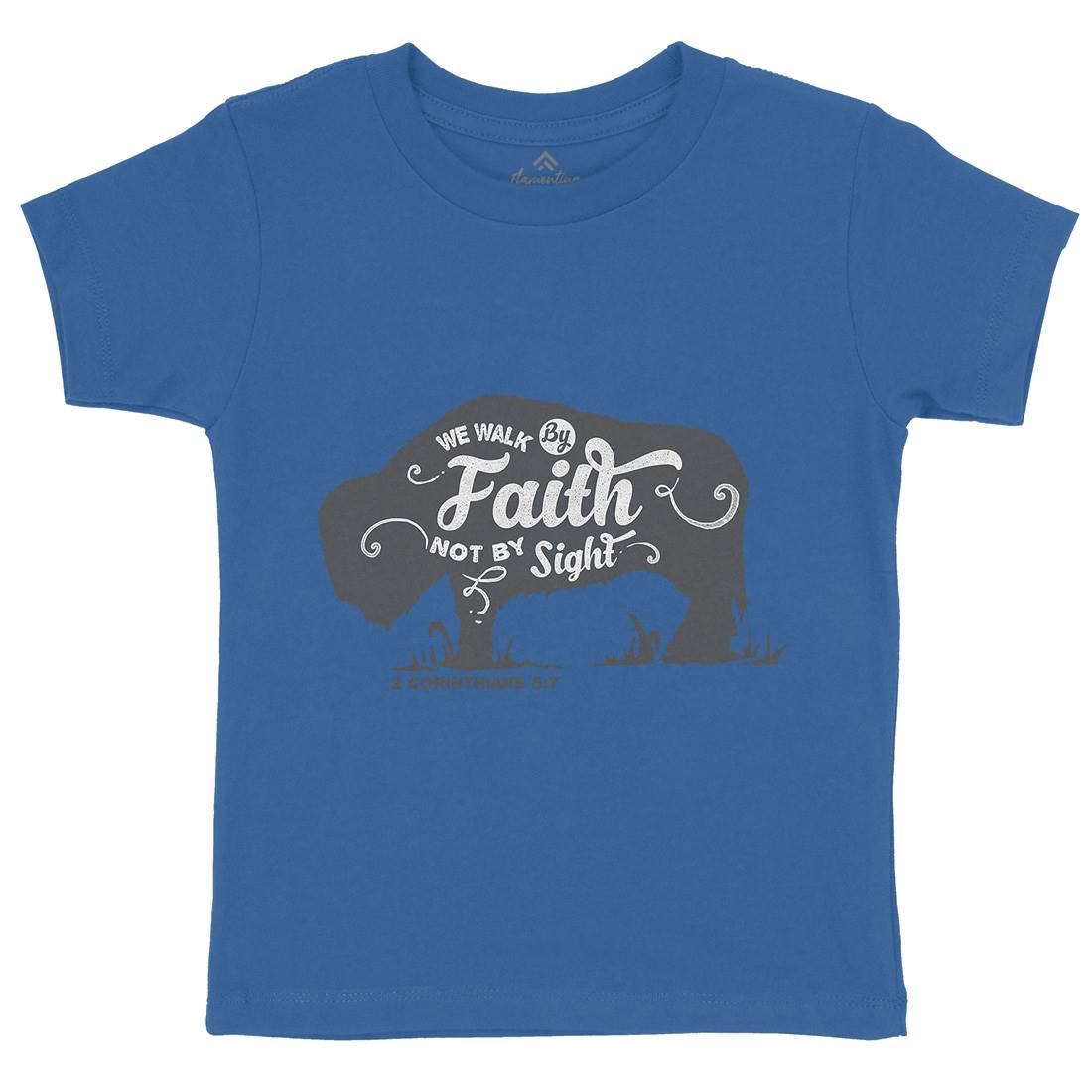We Walk By Faith Kids Organic Crew Neck T-Shirt Religion A392