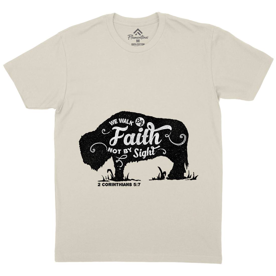 We Walk By Faith Mens Organic Crew Neck T-Shirt Religion A392