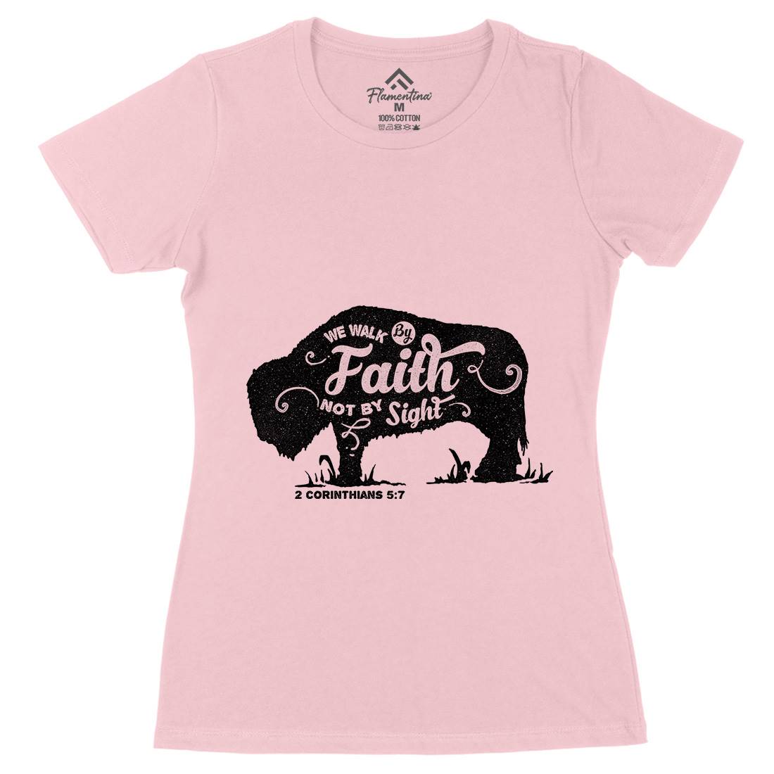 We Walk By Faith Womens Organic Crew Neck T-Shirt Religion A392