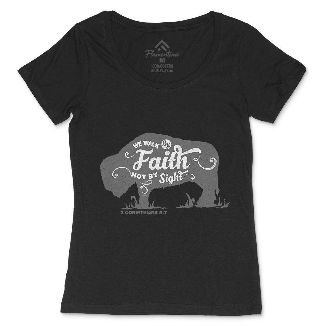 We Walk By Faith Womens Scoop Neck T-Shirt Religion A392