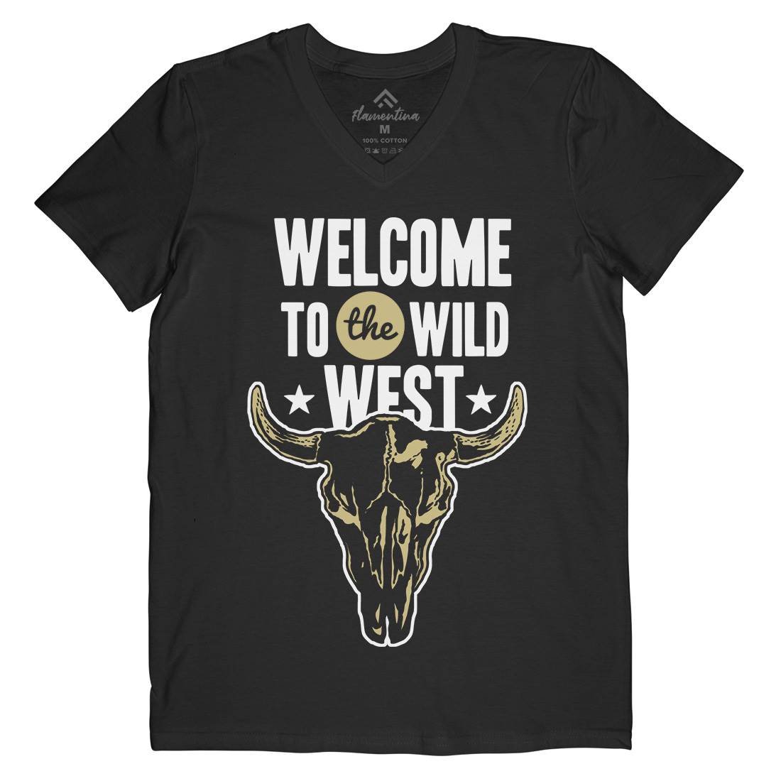 Welcome To The Wild West Mens Organic V-Neck T-Shirt American A393