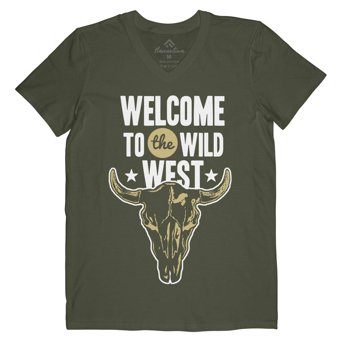 Welcome To The Wild West Mens Organic V-Neck T-Shirt American A393
