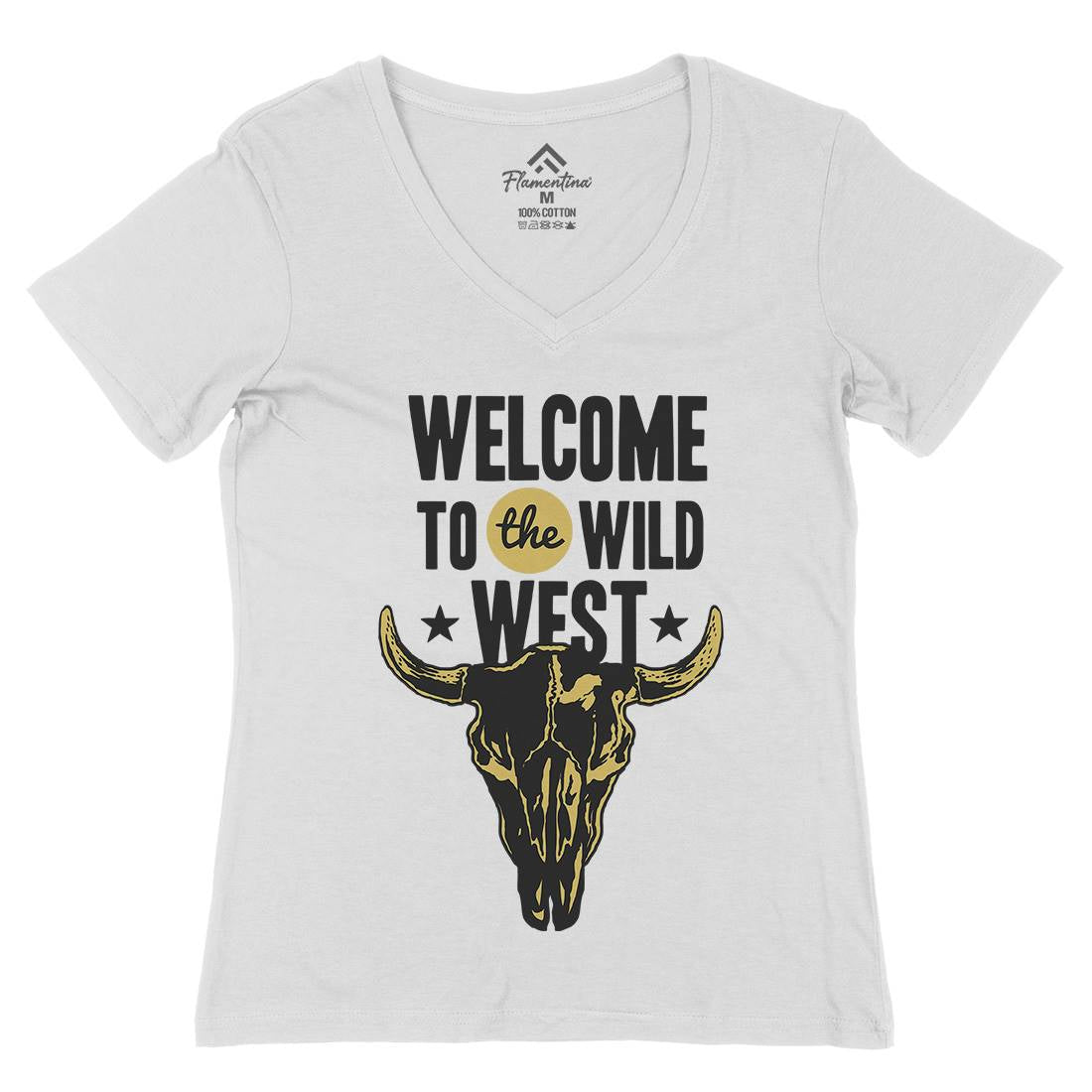 Welcome To The Wild West Womens Organic V-Neck T-Shirt American A393