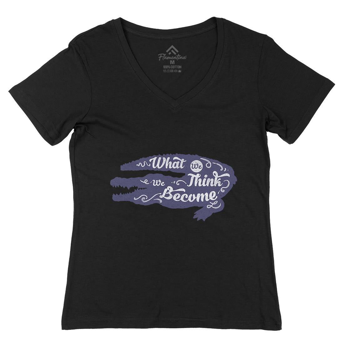 What We Think Womens Organic V-Neck T-Shirt Quotes A394
