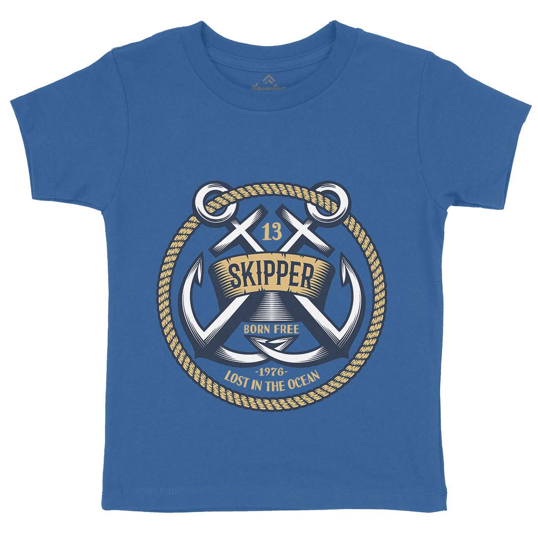 Skipper Kids Organic Crew Neck T-Shirt Navy A399