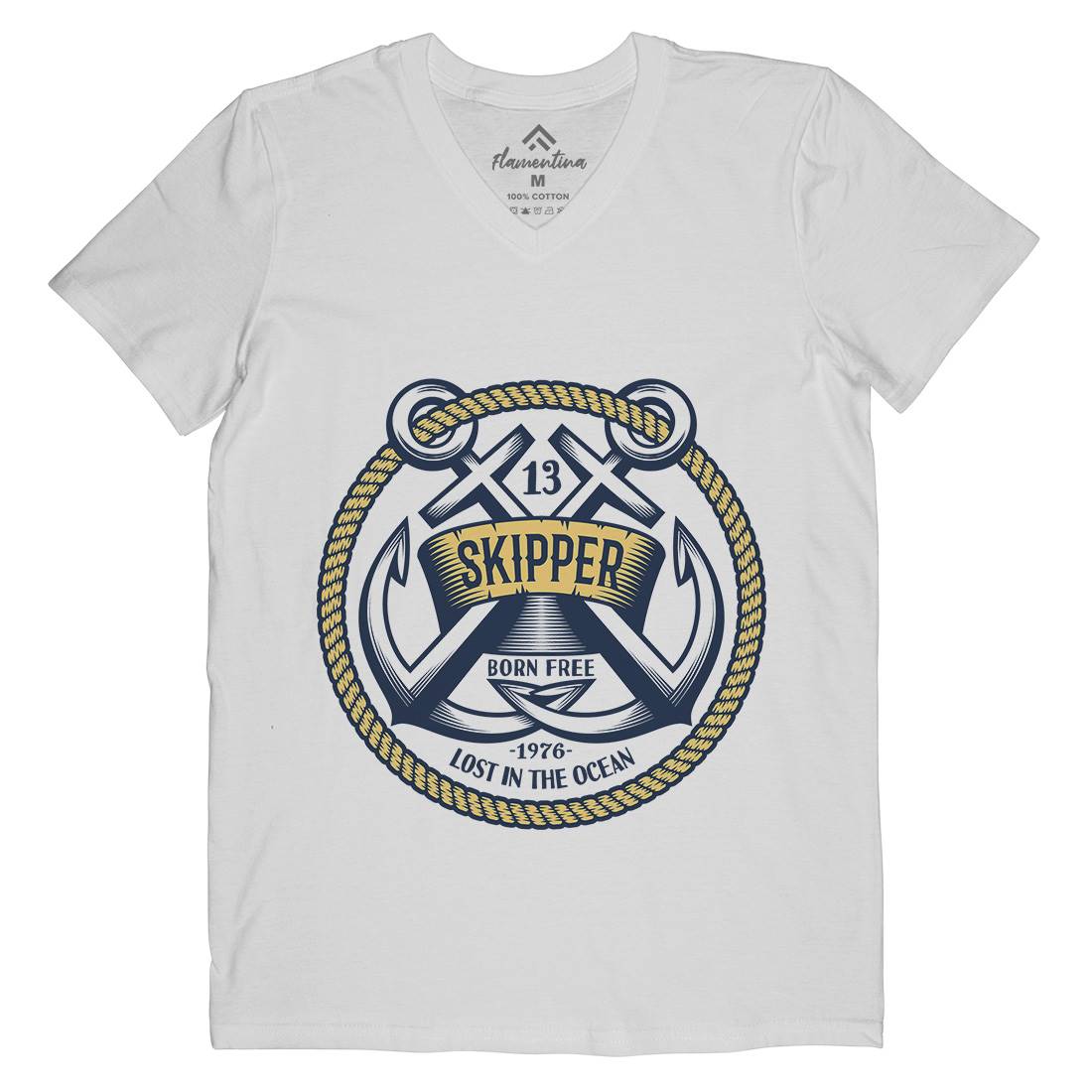 Skipper Mens V-Neck T-Shirt Navy A399