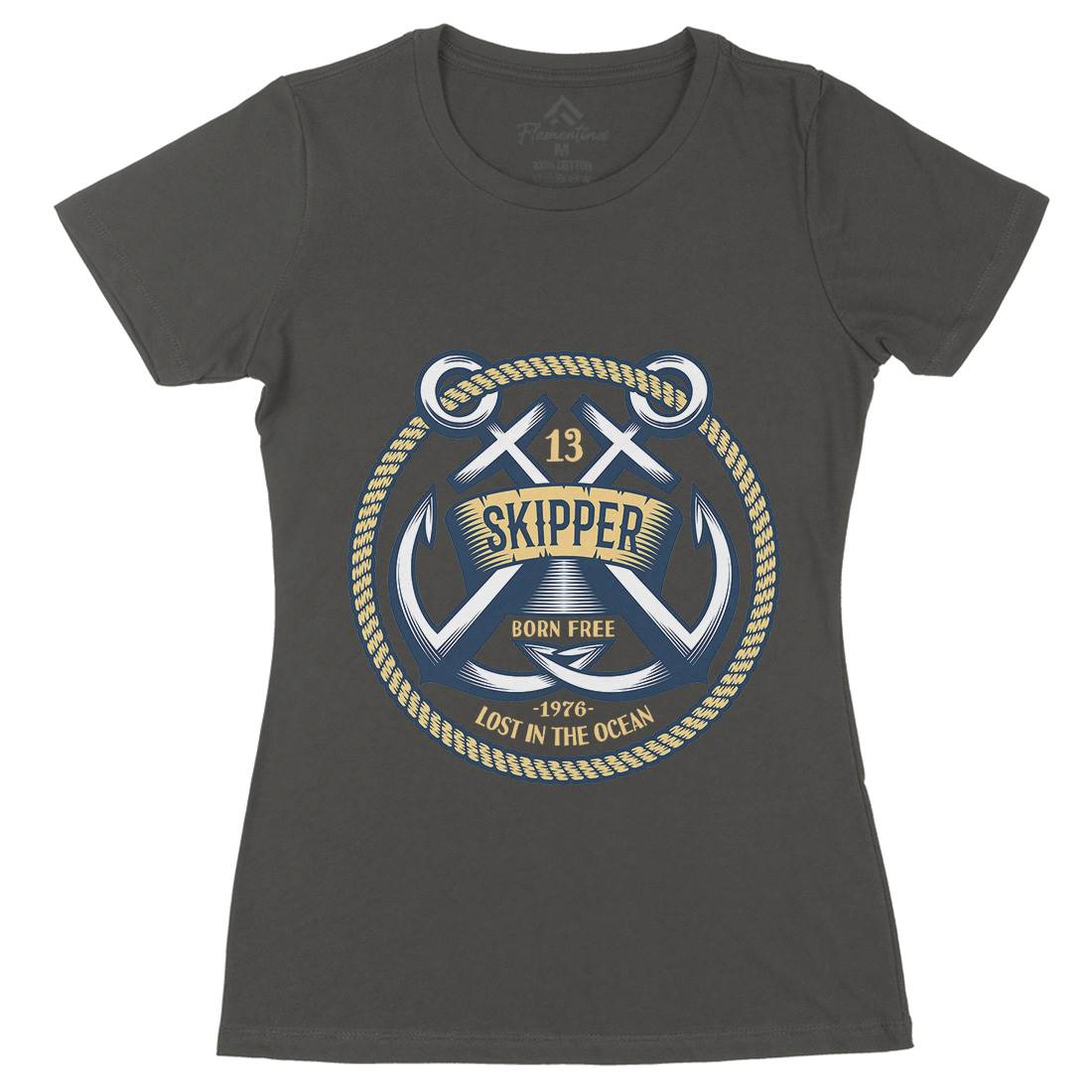 Skipper Womens Organic Crew Neck T-Shirt Navy A399
