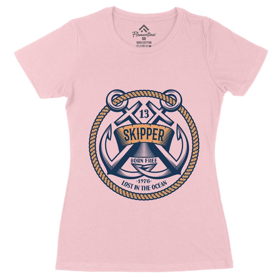 Skipper Womens Organic Crew Neck T-Shirt Navy A399