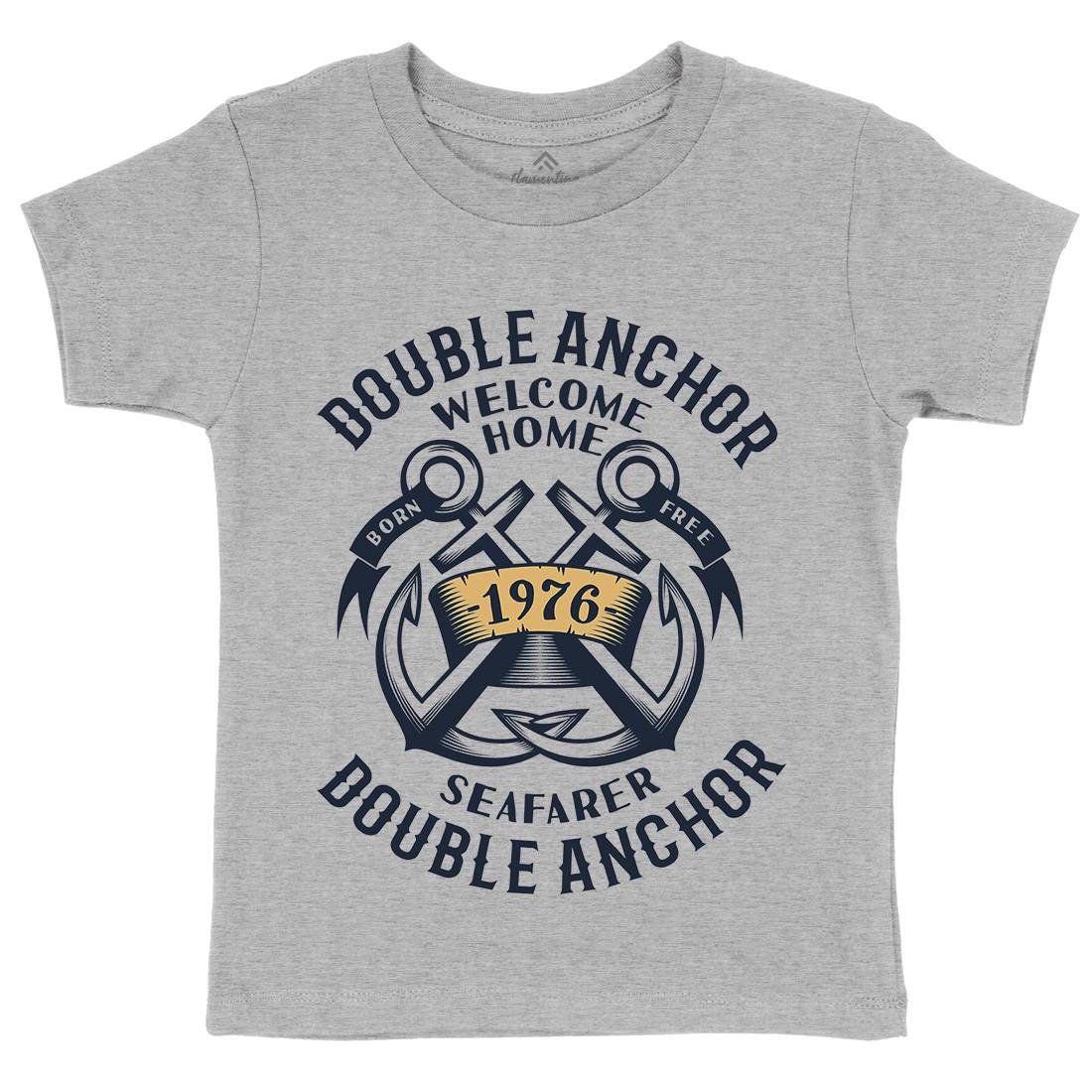 Double Anchor Kids Organic Crew Neck T-Shirt Navy A400