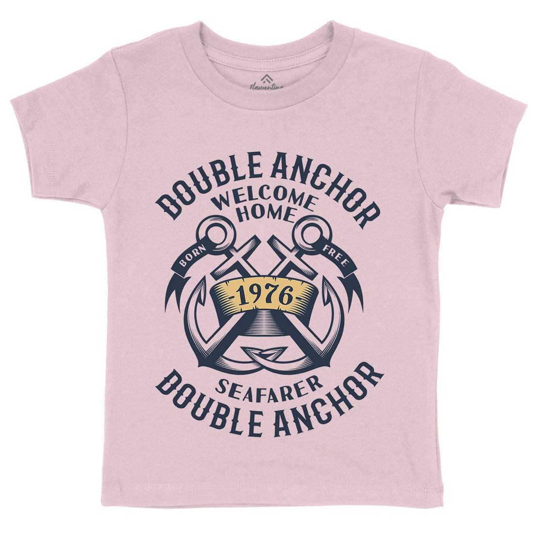 Double Anchor Kids Crew Neck T-Shirt Navy A400