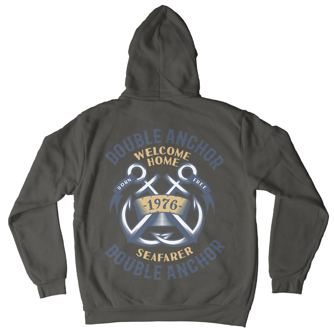 Double Anchor Mens Hoodie With Pocket Navy A400