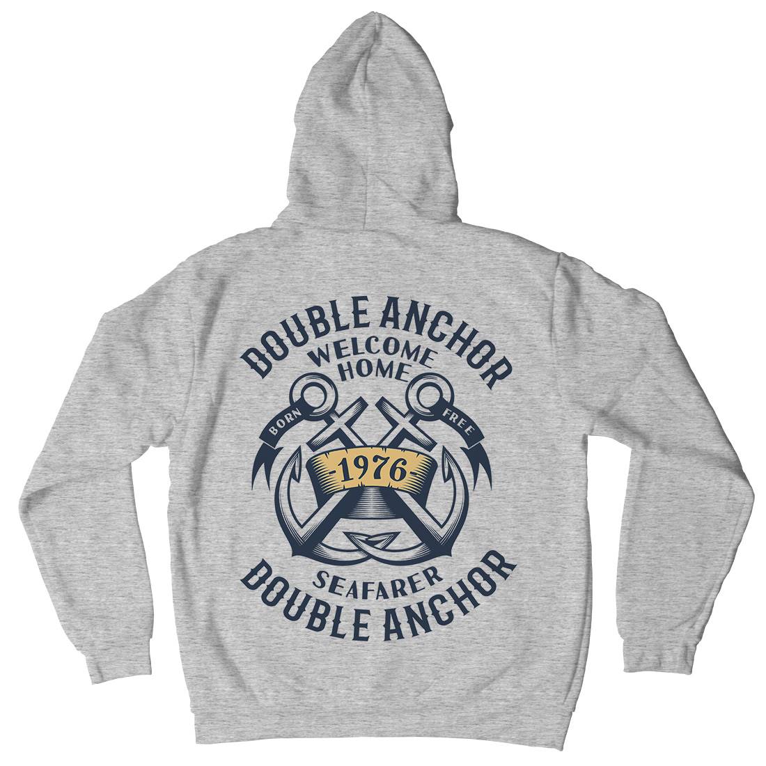 Double Anchor Mens Hoodie With Pocket Navy A400