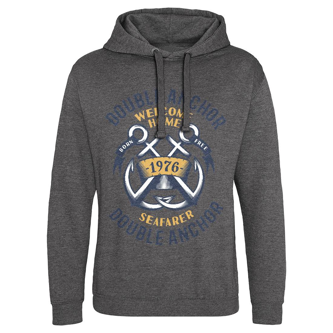 Double Anchor Mens Hoodie Without Pocket Navy A400