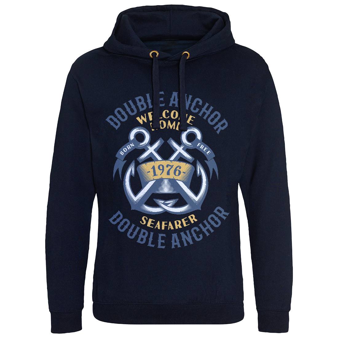 Double Anchor Mens Hoodie Without Pocket Navy A400